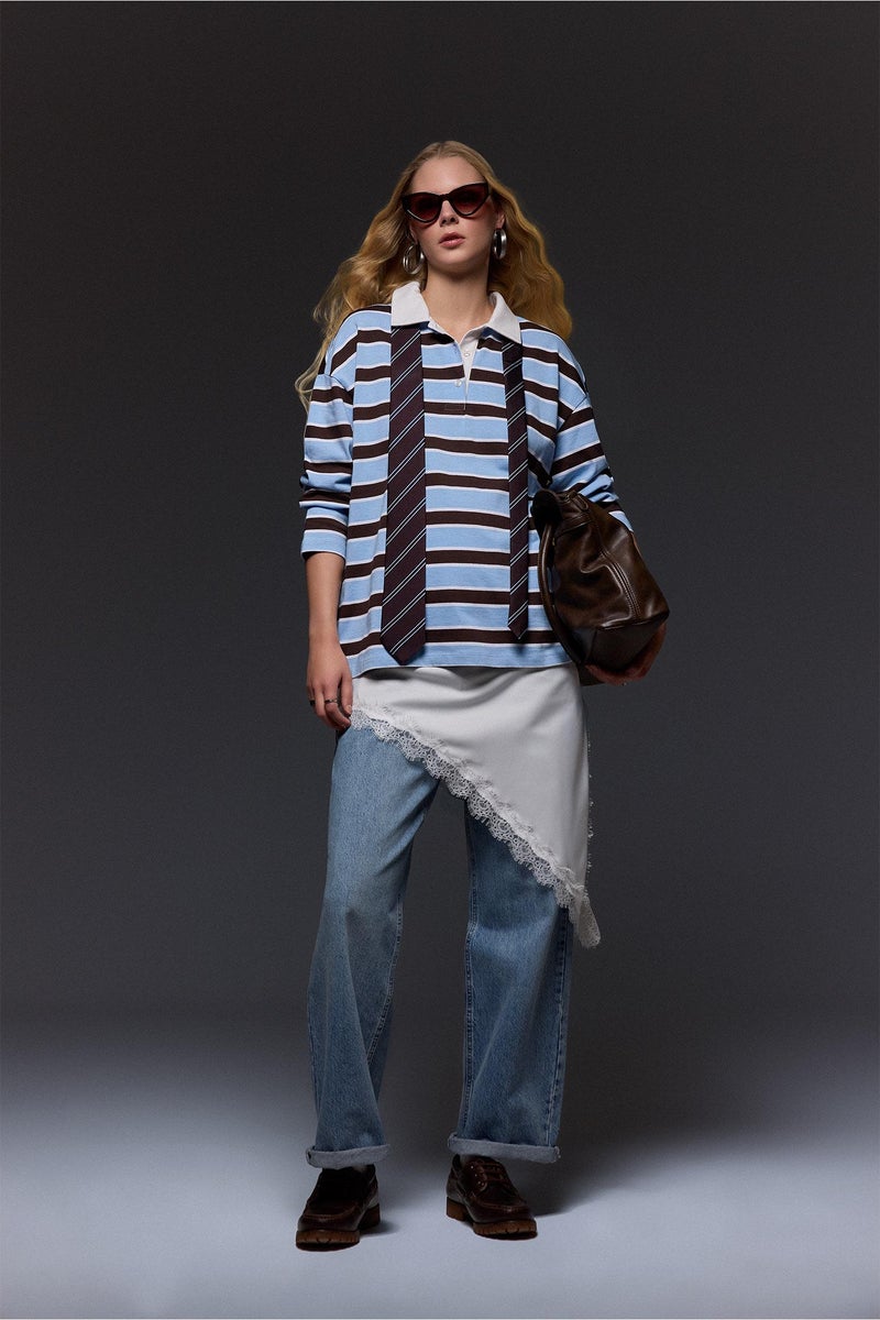 ديفاكتو سويت شيرت قصة فضفاضة بياقة بولو - Image 2